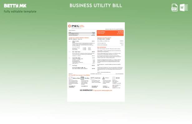 модерен стил Њу Џерси PSEG сметка за електрична енергија за комунални услуги,  1